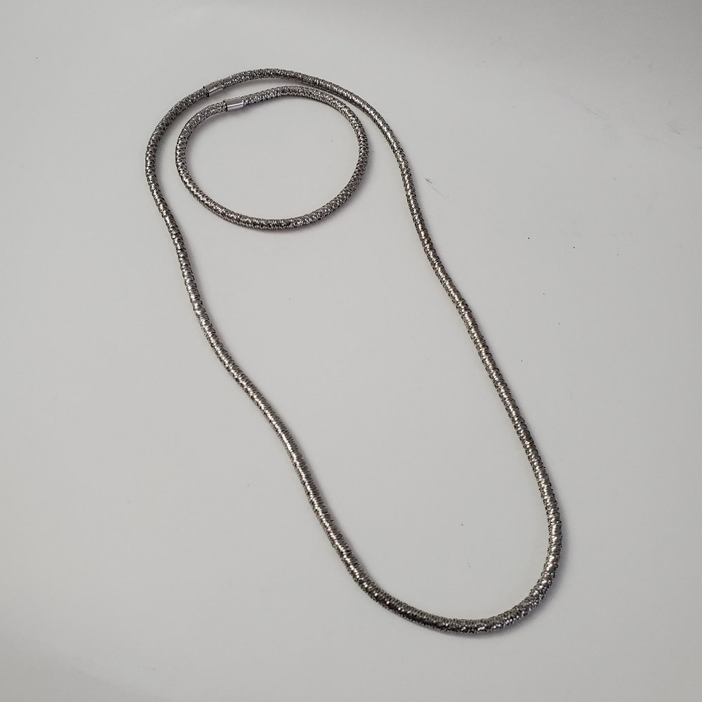 Sterling Silver 925 Mesh Weave Necklace with Matching Bracelet